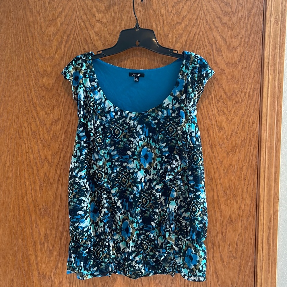 Misses Apt. 9 Flutter Cap Sleeve Top with Elastic Hem Sz L